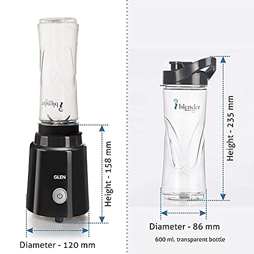 Glen SA 4047 BL Electric Personal Blender 200W 0.6 Litres BPA free Bottle with carry handle - Black , 2 Years Warranty Mahajan Electronics Online