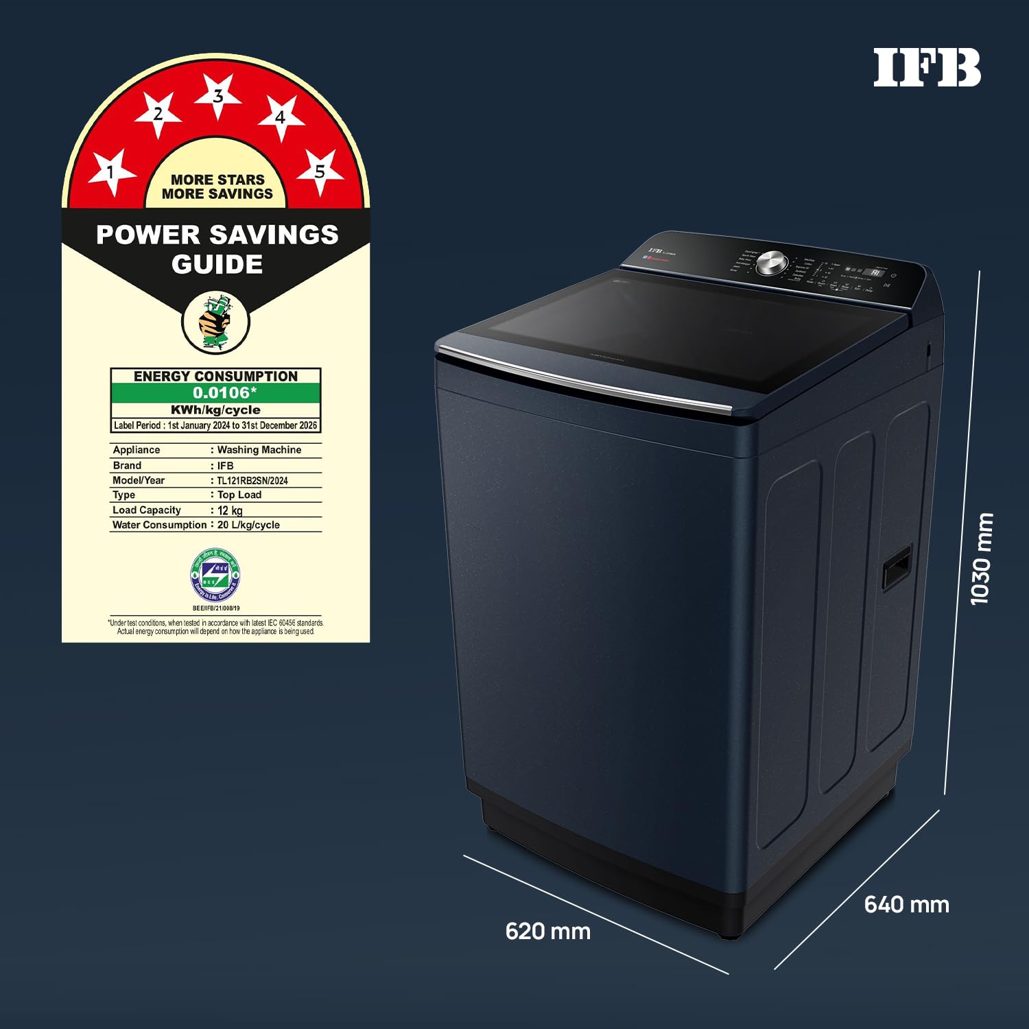 IFB TL121RB2SN 12 kg Aqua Top Load Washing Machine Built-in Heater 720 rpm Royal Blue Mahajan Electronics online