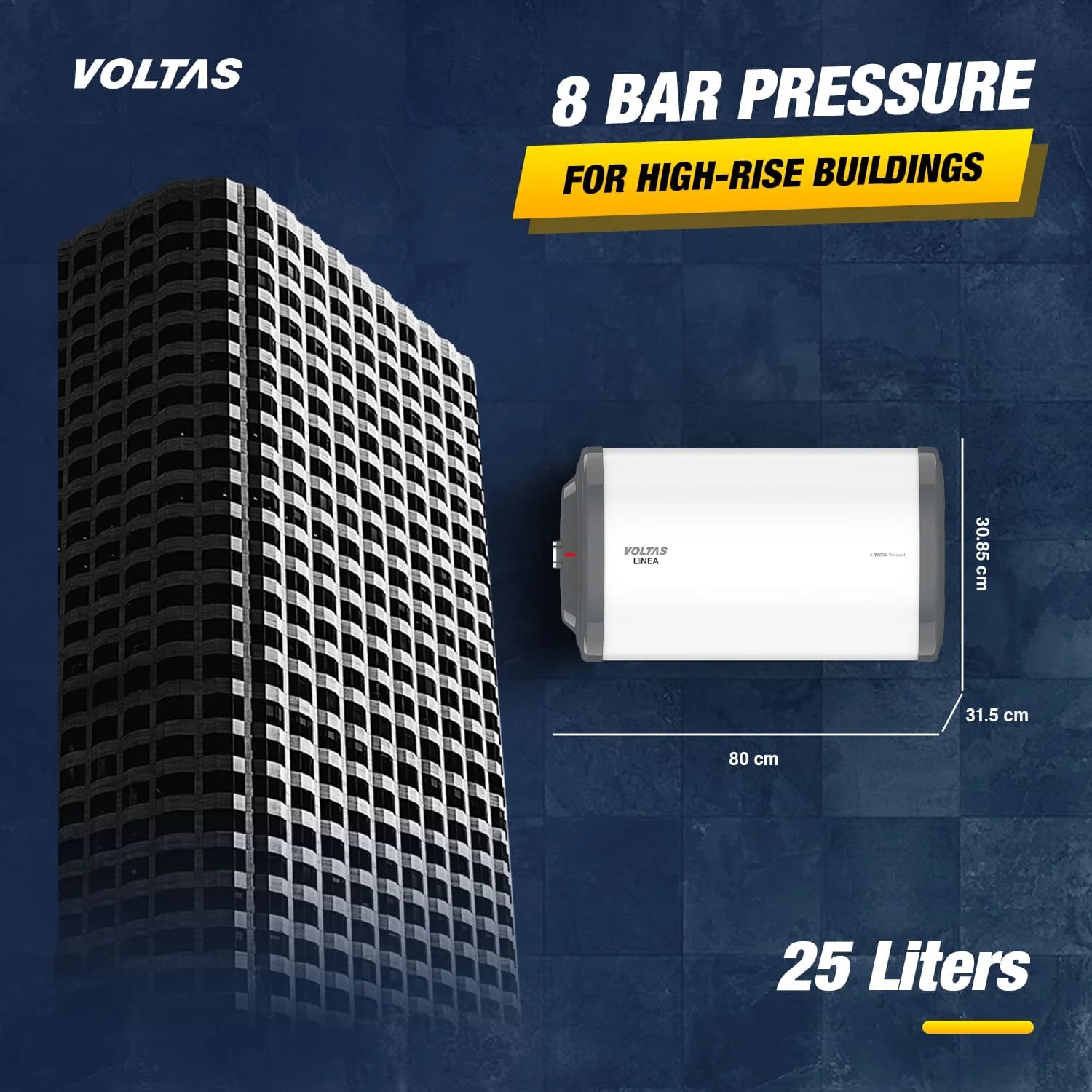 Voltas Linea 3 Star Water Heater 255HPBGY- 25L (2000W) Mahajan Electronics Online