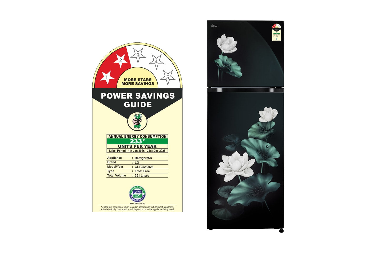 LG GLT2526XWEL 251L Double Door Refrigerator, Convertible, Auto Smart Connect, Smart Inverter Compressor, Multi Air Flow, Emerald Lotus, 2 Star9 Mahajan Electronics Online