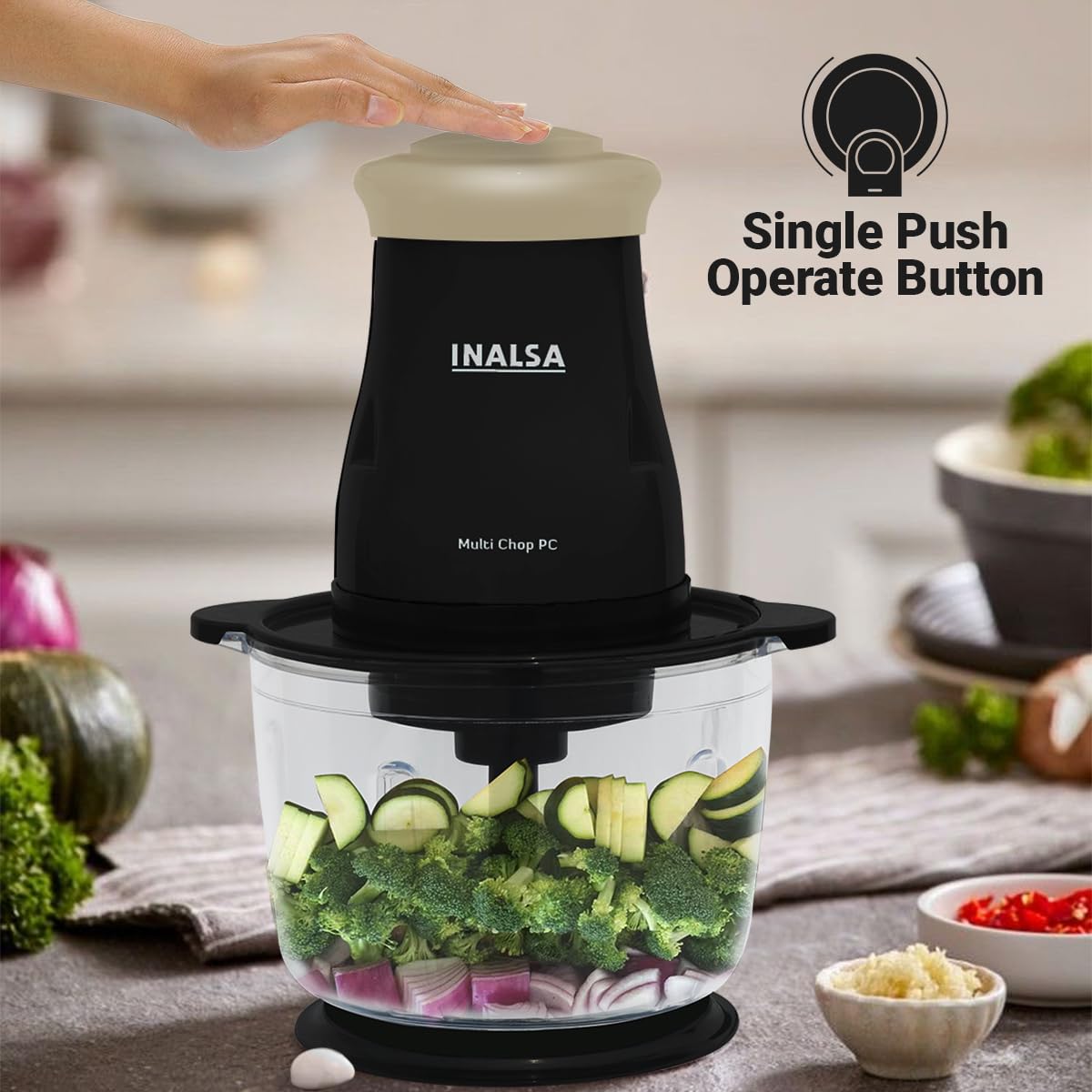 INALSA Multi Chop PC  Electric Chopper for Kitchen &Meat Grinder|1.5 LCapacity|Unbreakable Bowl|400W Motor|2 Yr Warranty INALSA