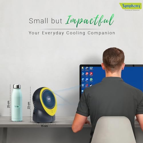 Symphony Buddy Mini Portable Tabletop Air Cooler for Home and Office with Whisper Quiet Operation and Touch Control (Yellow) Mahajan Electronics Online