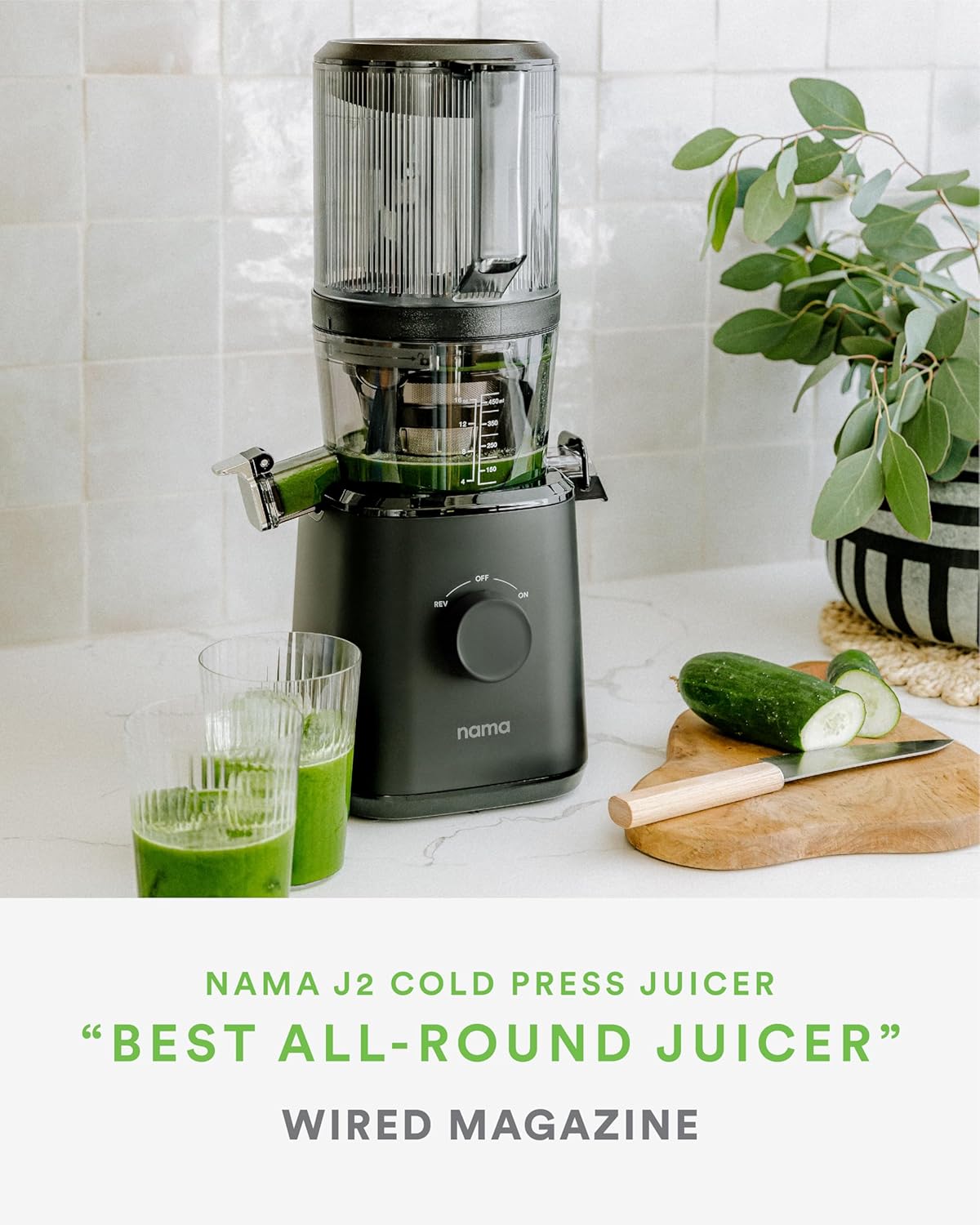 Nama J2 Cold Press Juicer – Self Feeding for Hands-Free Operation with Wide Mouth Hopper for Whole Recipe Loading, Zero Waste Masticating Juicer For More Juice, Less Pulp – Easy Cleanup & Assembly  Black Nama