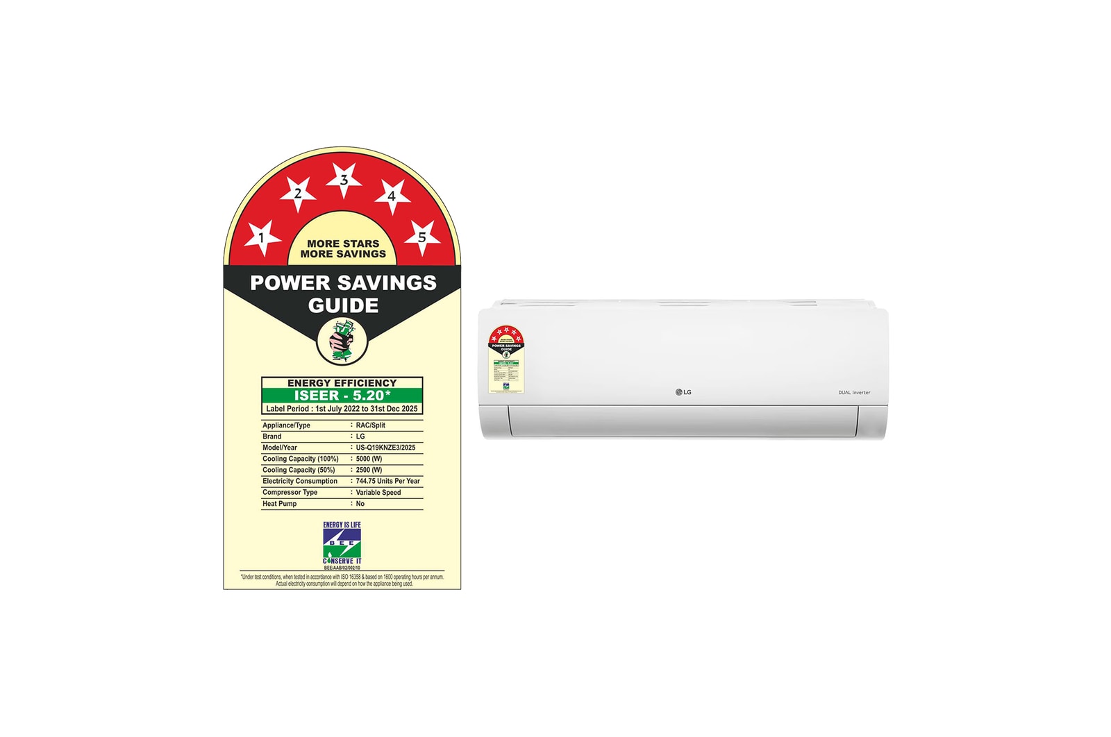 LG US-Q19KNZE3 5Star 1.5 Split AC, AI Convertible 6-in-1,  4-Way Swing, Viraat Mode, Dual Inverter Compressor LG