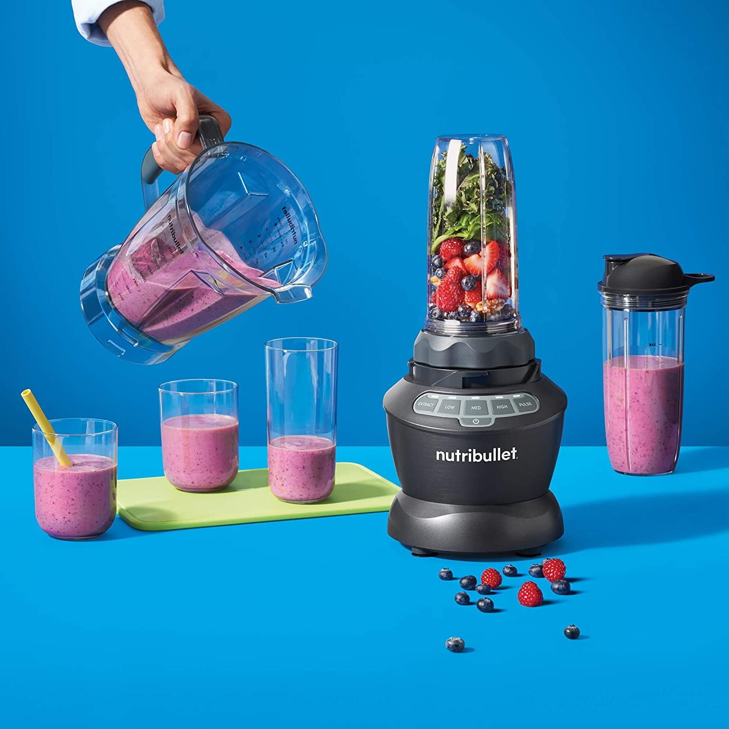 Nutribullet NBC-1209DG 1200W Combo Blender,  Mixer, Grinder, Smoothie Maker, Food Processor, "The Original Nutribullet", 3 Unbreakable Jars, 1.8L Extra Large Pitcher & Tamper, 2yrs warranty (Dark Grey) Mahajan Electronics Online