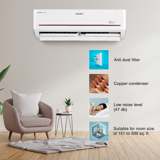 Voltas 2 Ton 3 Star, Inverter Split AC(Copper, 4-in-1 Adjustable Mode, Anti-dust Filter, 2023 Model, 243VH Vertis Prism, White) - Mahajan Electronics Online