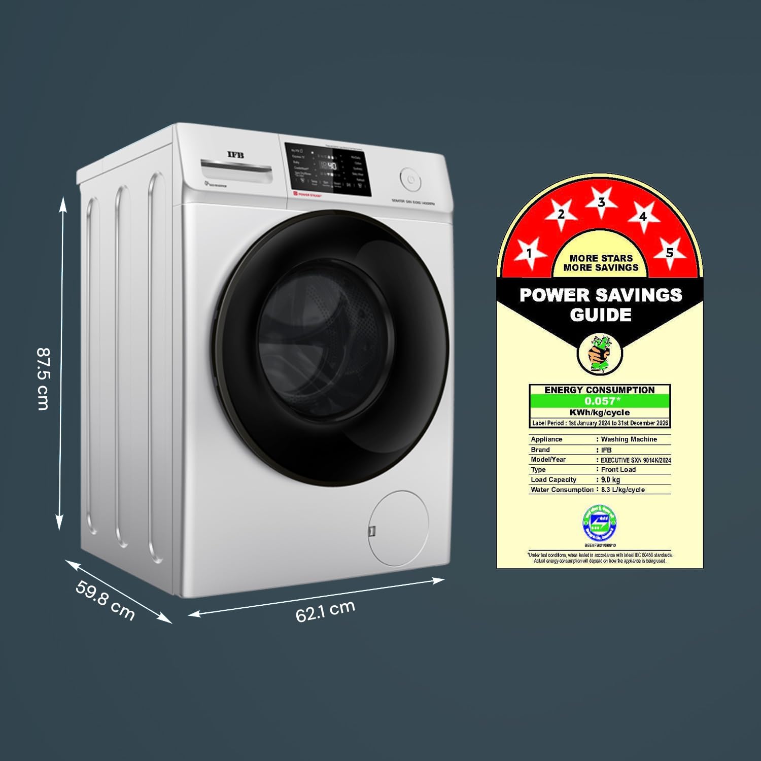 IFB EXECUTIVE SXN 9014K CMS 9 Kg 5 Star, DeepClean® Tech, AI Powered, WiFi, Fully Automatic Front Load Washing Machine ( PowerSteam®, 9 Swirl, Steam Refresh, Inbuilt Heater, Eco Inverter, Rich Silver) Mahajan Electronics Online