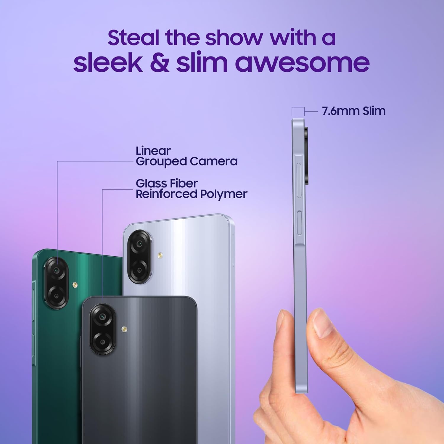 Samsung Galaxy A07 LTE (Light Violet, 4GB RAM, 64GB Storage) | 50MP Dual Camera | 6.7 Inch HD+ Display | 90Hz Refresh Rate | MediaTek Helio G99 (6nm) | IP54 | 6 Gen OS Upgrade and Security Update Mahajan Electronics Online