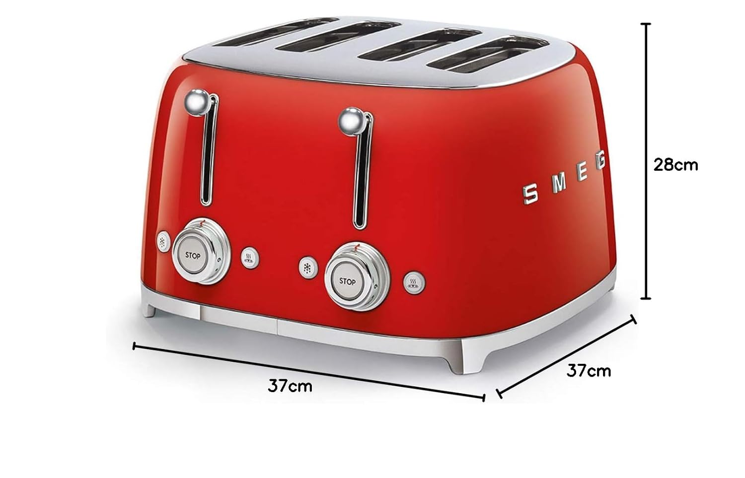 SMEG TSF03RDEU| Toaster 4 slices 50's Style | Colour : Red Mahajan Electronics Online