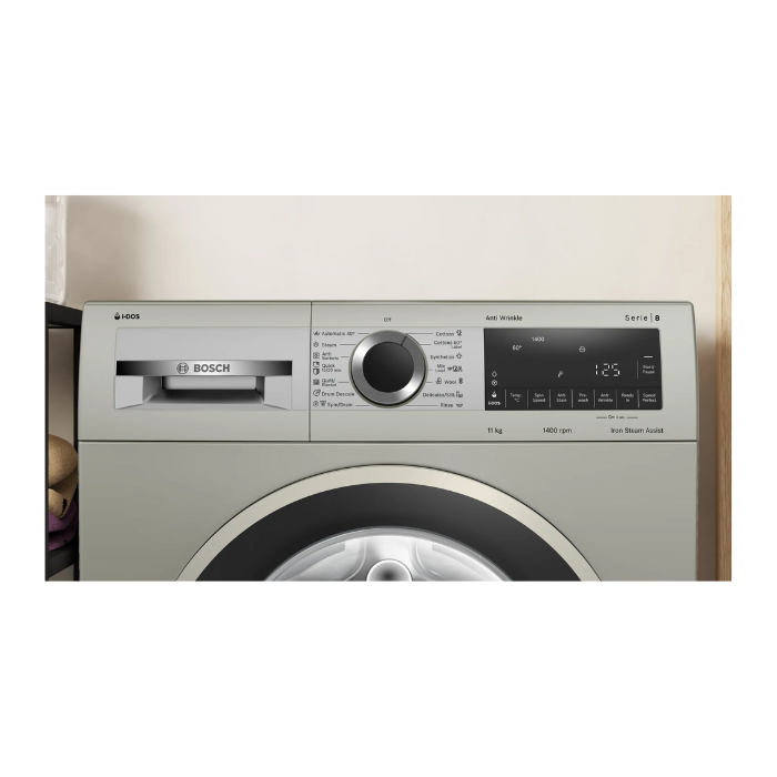 Bosch WGA264AXIN Series 8 11 kg Front Load Washing Machine | i-DOS Smart Dosing | AntiStain | SpeedPerfect | Silver Inox | Mahajan Electronics Delhi NCR