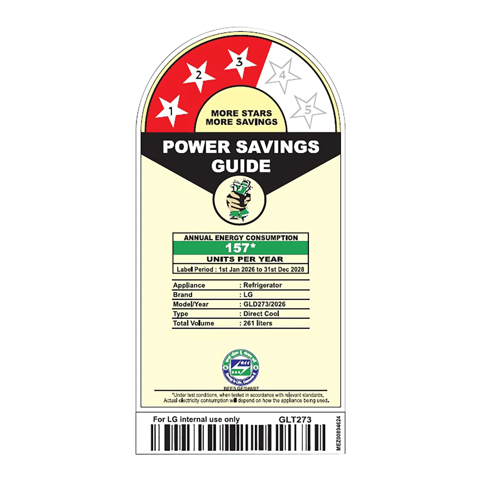 LG GLD2736YBPZ 261 Litres 3 Star Direct Cool Single Door Refrigerator with Auto Smart Connect ( Shiny Steel) Mahajan Electronics Online