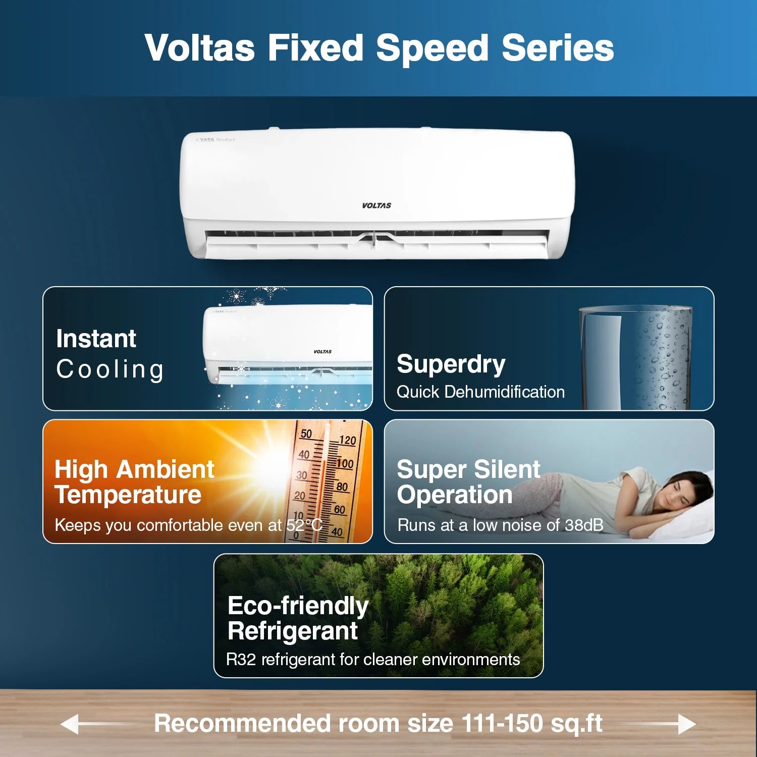 Voltas 1.5 Ton 3 Star Fixed Split AC Copper, 183 Vectra Elegant , White - Mahajan Electronics Online