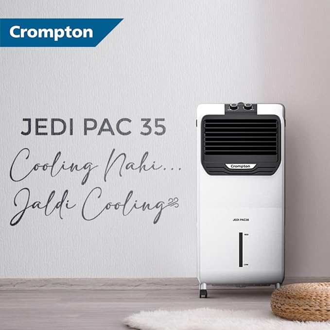 Crompton Jedi DAC 35 Litre Personal Air Cooler for home | Honeycomb pads | 4-way Air Deflection | Ice Chamber | Everlast Pump | Inverter Compatible Mahajan Electronics

