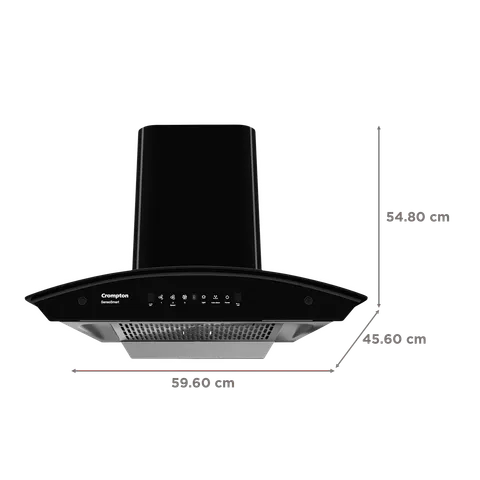 Crompton SensoSmart CHD-SSC60FLX-MBL 60cm 1368m3/hr Ducted Wall Mounted Chimney with Filterless Technology (Black) Mahajan Electronics Online