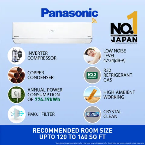 Panasonic CS/CU-EU18AKY5XFM 7 in 1 Convertible 1.5 Ton 5 Star Inverter Split Smart AC with AI Mode (Copper Condenser) Mahajan Electronics Online