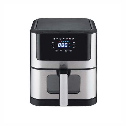 Glen SA3043 DSS Air Fryer, 6.0 Litre Digital Controls, 7 Pre Set Menu Timer, Temperature Control, 1500W -Black & Silver - 2 years warranty - Mahajan Electronics Online