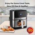 Glen SA3043 DSS Air Fryer, 6.0 Litre Digital Controls, 7 Pre Set Menu Timer, Temperature Control, 1500W -Black & Silver - 2 years warranty - Mahajan Electronics Online