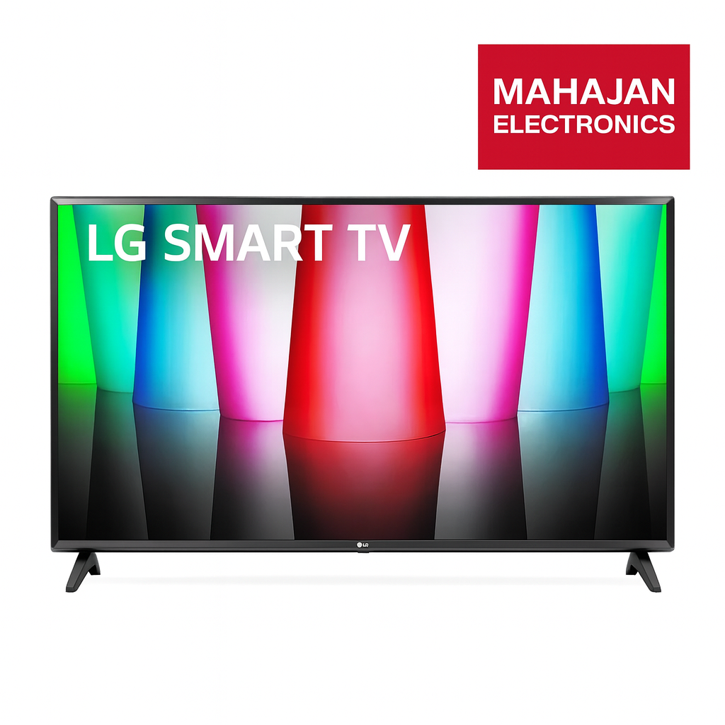 LG Smart TV with Mahajan Electronics logo on a white background