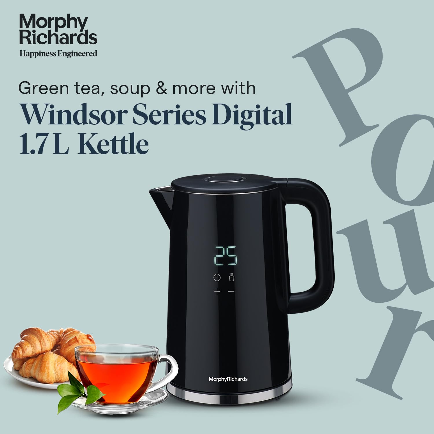 Morphy Richards Windsor Series 1.7 Litre Digital Electric Kettle|Digital Display with Touch Controls|Strix Controller: Accurate Temperature Control|Keep warm function|2 Years Product Warranty|Black Mahajan Electronics Online