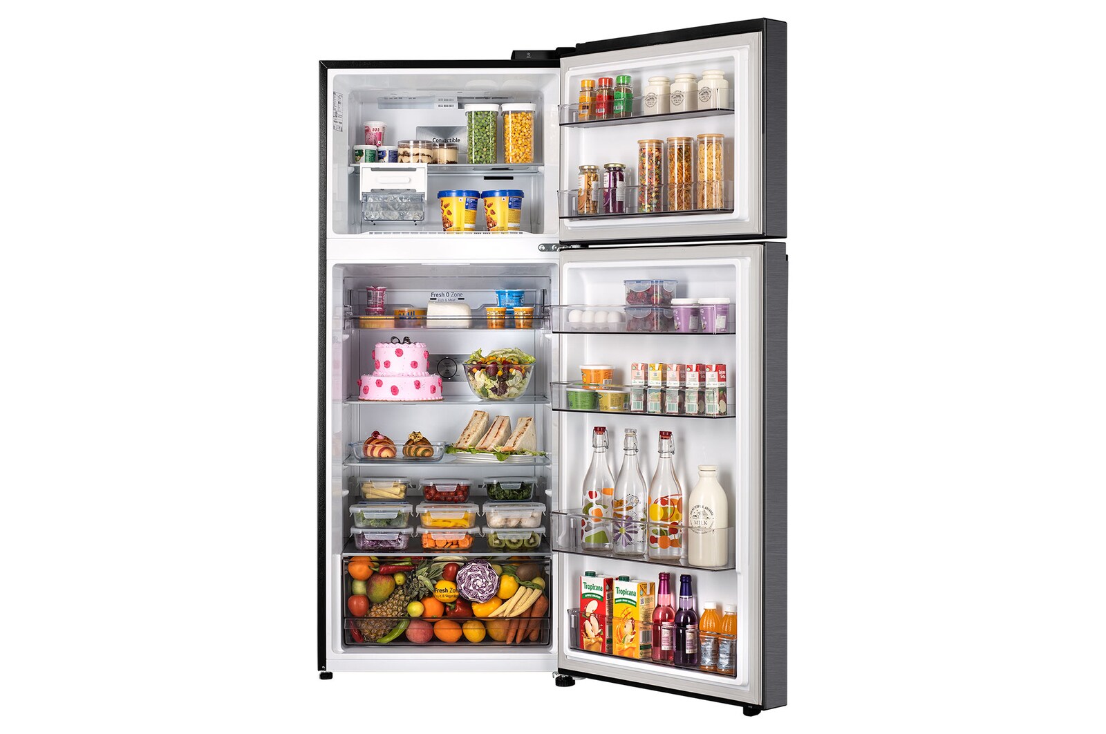 LG GLT3826SNMC 380L 2 Star Frost Free Double Door Refrigerator (Smart Inverter Compressor, Convertible Freezer, Wife , Matte Black) LG
