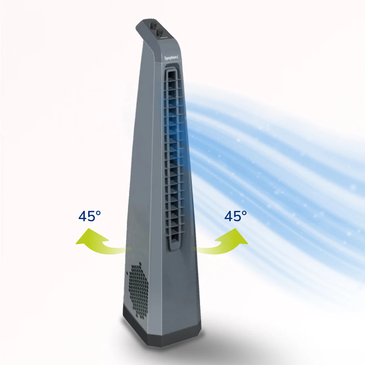 Symphony Surround Sr. Bladeless Tower Fan for Room | 90 Degree Swivel Action, Knob Control Panel | Low Power Consumption | Removable Dust Filter For Clean | 1 Year Warranty | Grey AFNTf03 Symphony