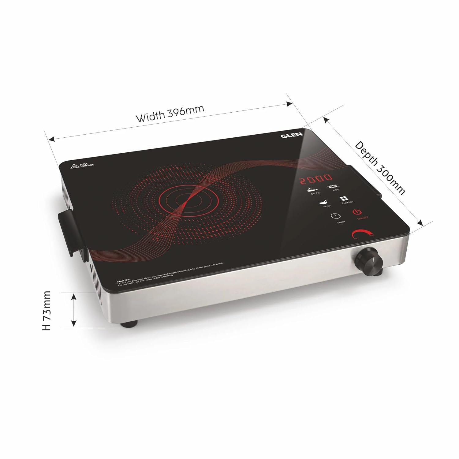 Glen SA3074 Infra 2000W Infrared Cooktop Stove with Grill Rack for Barbecue, Crystal Glass Plate, Digital Display, 3 Preset Cooking Modes, Touch Control, Infrared Hot Plate Mahajan Electronics Online