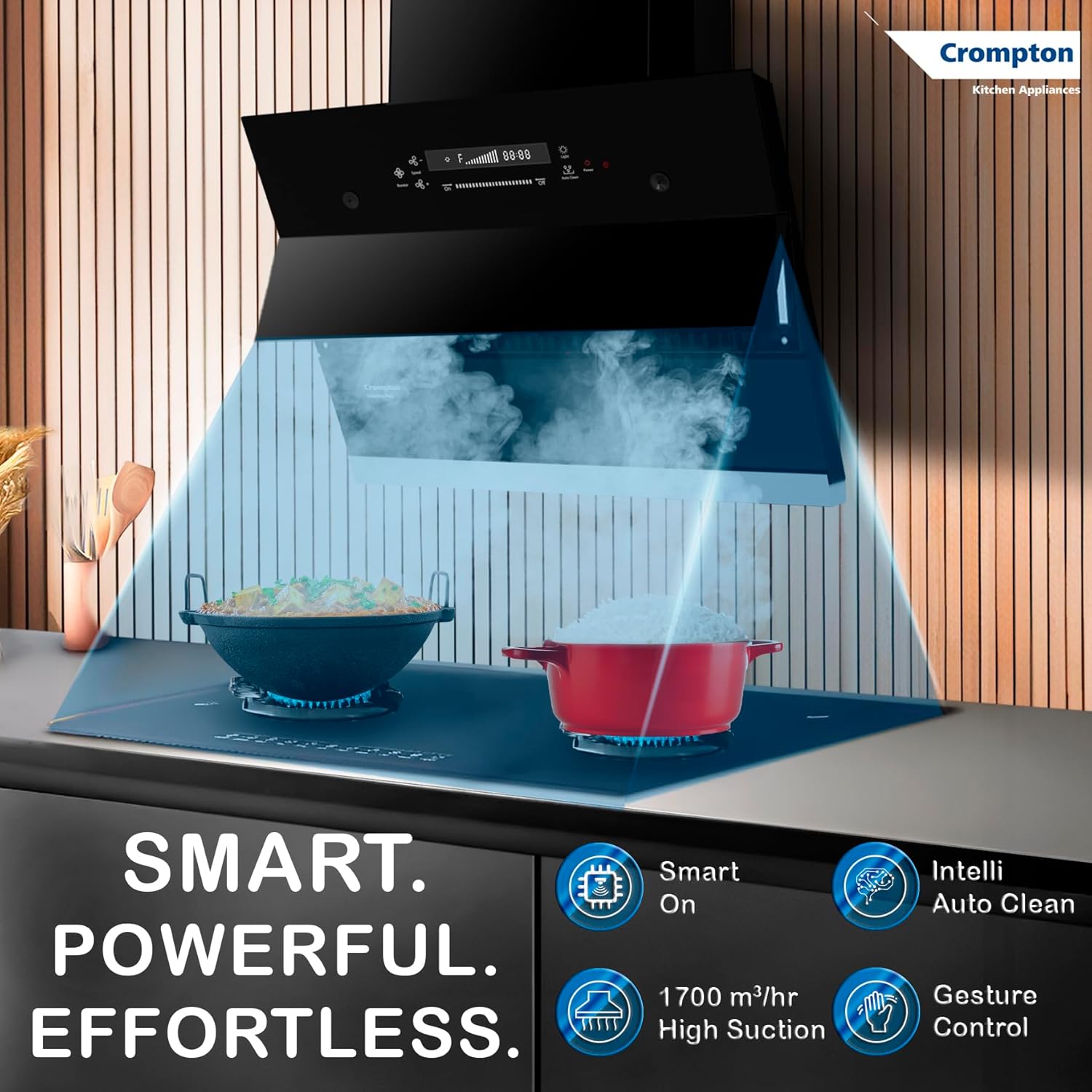 Crompton CHD-AQI60FLE-IND BLDC 1700m3/hr 60cm Slant Chimney| Filterless Intelligent Autoclean| Built In Oil Collector| Touch+Motion Sensor Control|10Yrs Motor & 4Yrs Overall Warranty Mahajan Electronics Online