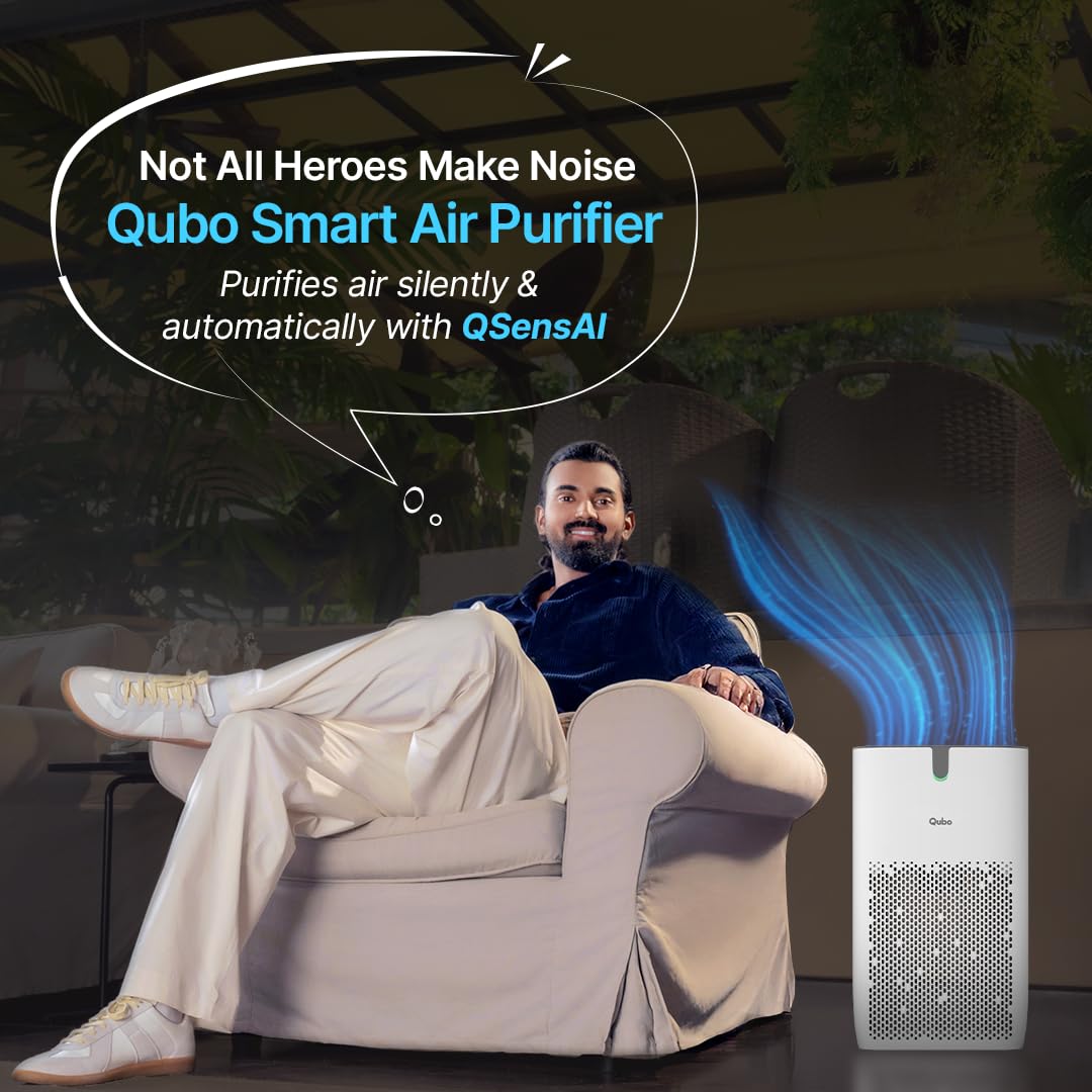 Qubo Smart Air Purifier Q400 for Home by Hero Group | 400 Sqft | 99.99% Allergen Removal | HEPA H13 | 9000 Hrs Filter Life | App & Voice Control | Energy Saving | Ultra-Quiet BLDC Motor (White) Mahajan Electronics Online