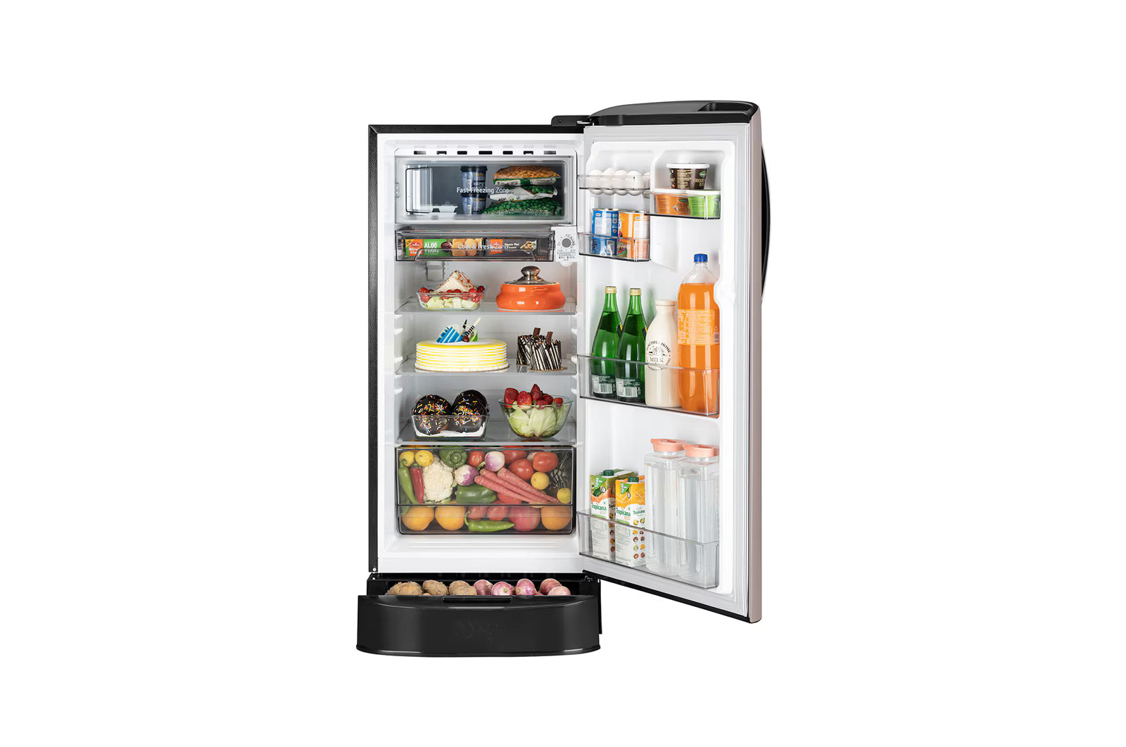 LG GLD2136ZHCP 201 L Single Door Refrigerator, Base Stand Drawer, Direct Cool, Smart Inverter Compressor, Clay Pink, 3 Star Mahajan Electronics Online