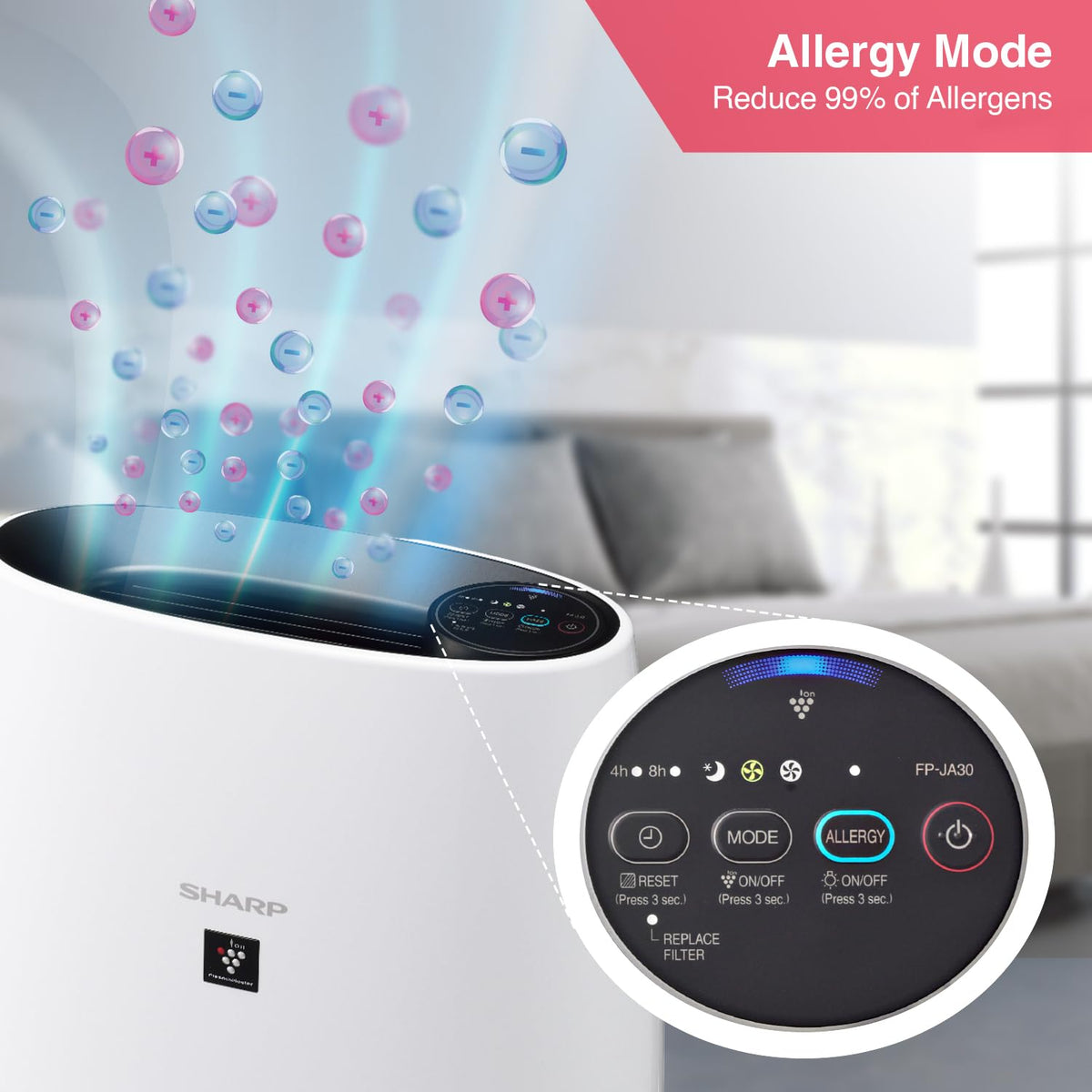 Sharp Air Purifier FP-JA30M with Patented PCI Technology, HEPA Filter, Removes Bacteria, Virus, Mold, VOCs & Static charge, 4 Stage Filtration, Coverage Area Up To 250 Sq. Ft White Mahajan Electronics Online
