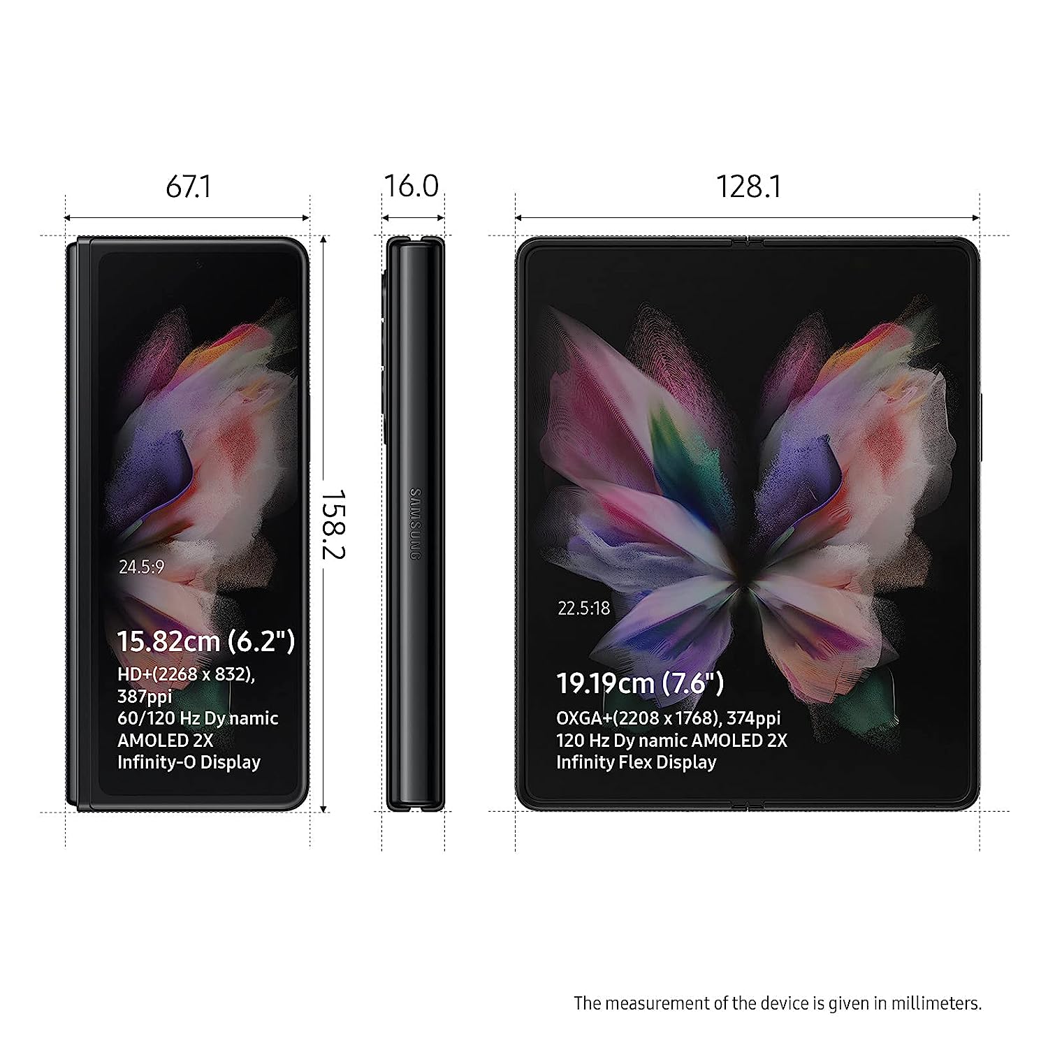 Samsung Galaxy Z Fold3 5G (Phantom Black, 12GB RAM, 512GB Storage) FREE 25W Travel Adaptor (Worth 1699/-) - Mahajan Electronics Online