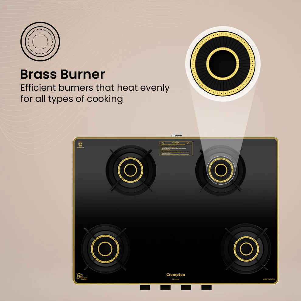 Crompton Oressa CKT-ORR704-MSB 4 Burner 70 cm Slim Glass Cooktop Mahajan Electronics Online