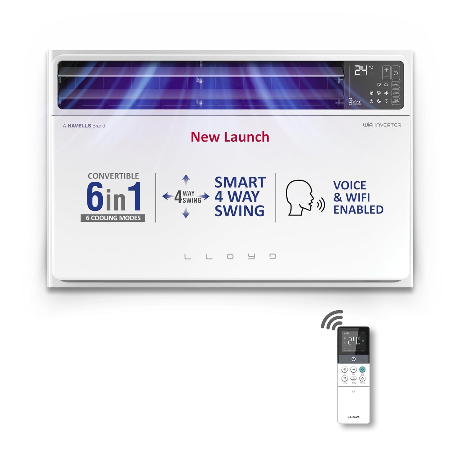 Lloyd GLW18V5FWTBR 1.5 Ton 5 Star Inverter Window AC (Copper, Convertible 6-in-1 cooling, 4 Way Air Swing, Clean Air Filter, White) Mahajan Electronics Online