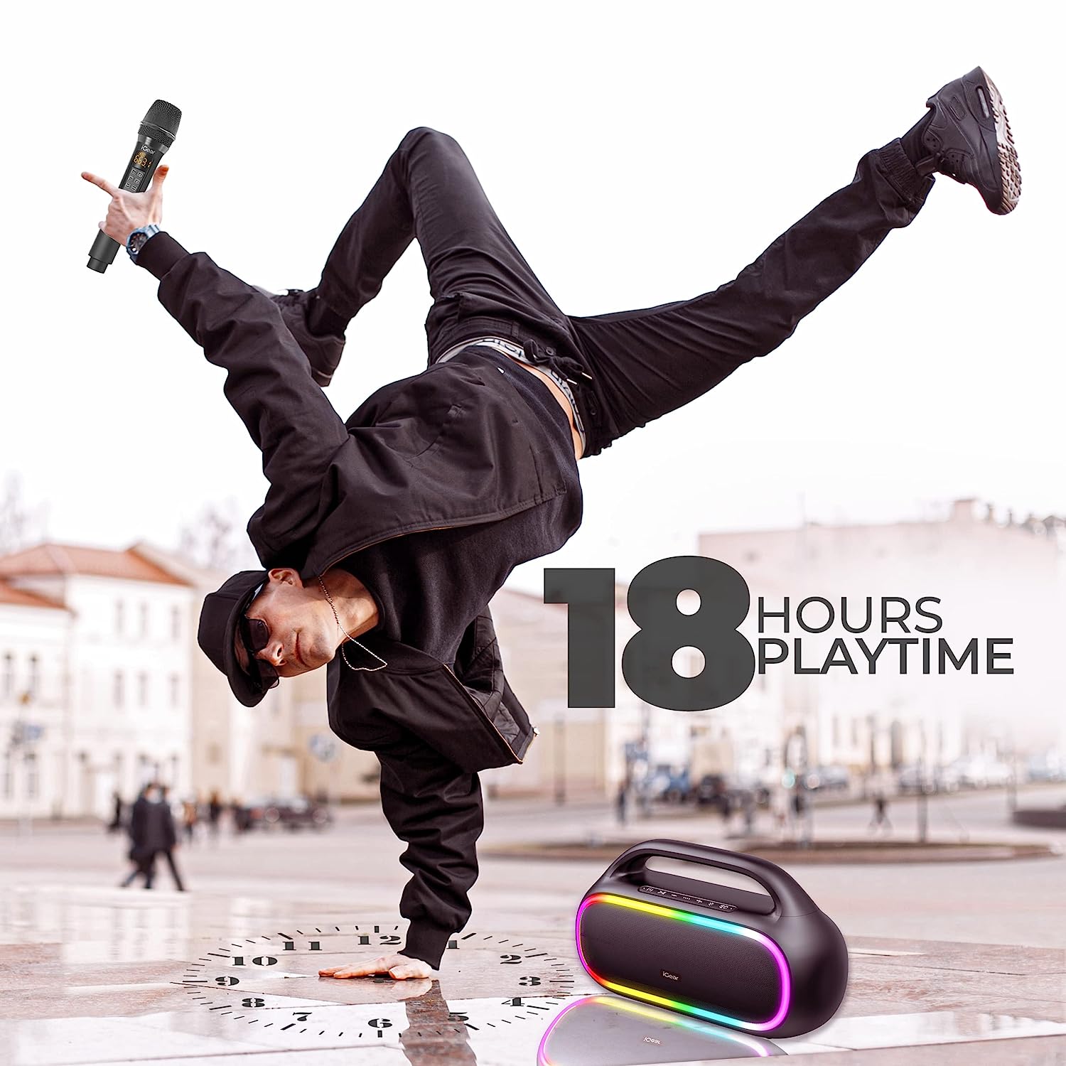 iGear Grape Portable ‎iG-1147 Wireless Speaker with 70W Output, with Wireless Rechargeable MIC, RGB LED's, TWS Mode, Multi-Compatibility Modes Type-C Charging