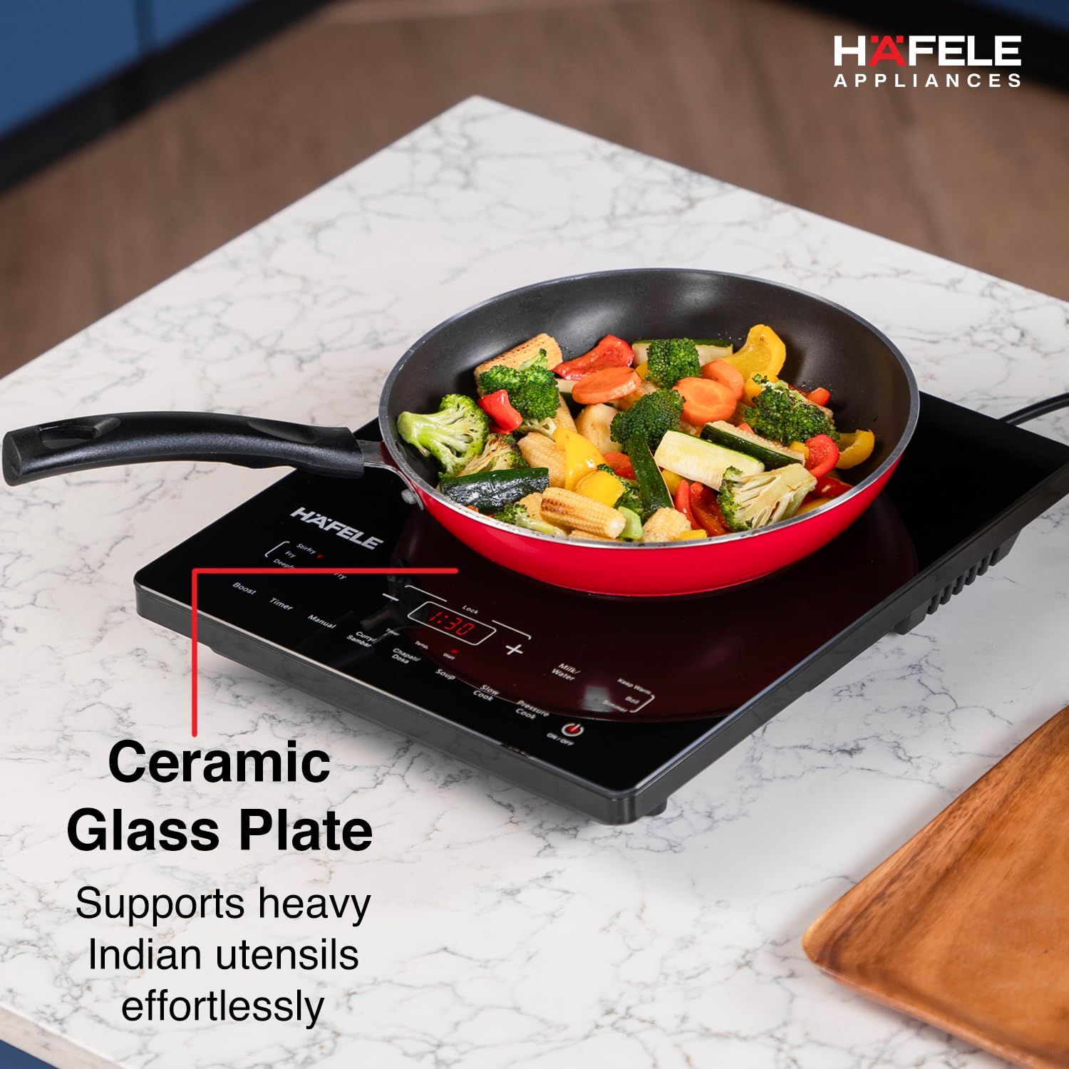 Hafele Magnechef Induction Cooktop |2100W High Power | Ceramic Glass Plate | Auto Cook Menus | Intuitive Touch Control | 2 Year Warranty | Black Mahajan Electronics Online