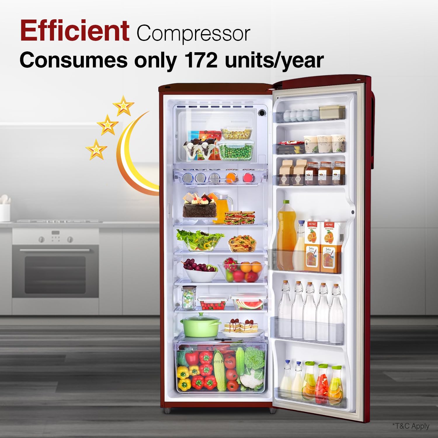 Godrej RD EMARVEL 290C THI FU WN 268 L 3 Star Turbo Cooling Technology Ensuring Faster Cooling Direct Cool Single Door Refrigerator With Advanced Inverter Technology (Fusion Wine) Mahajan Electronics Online