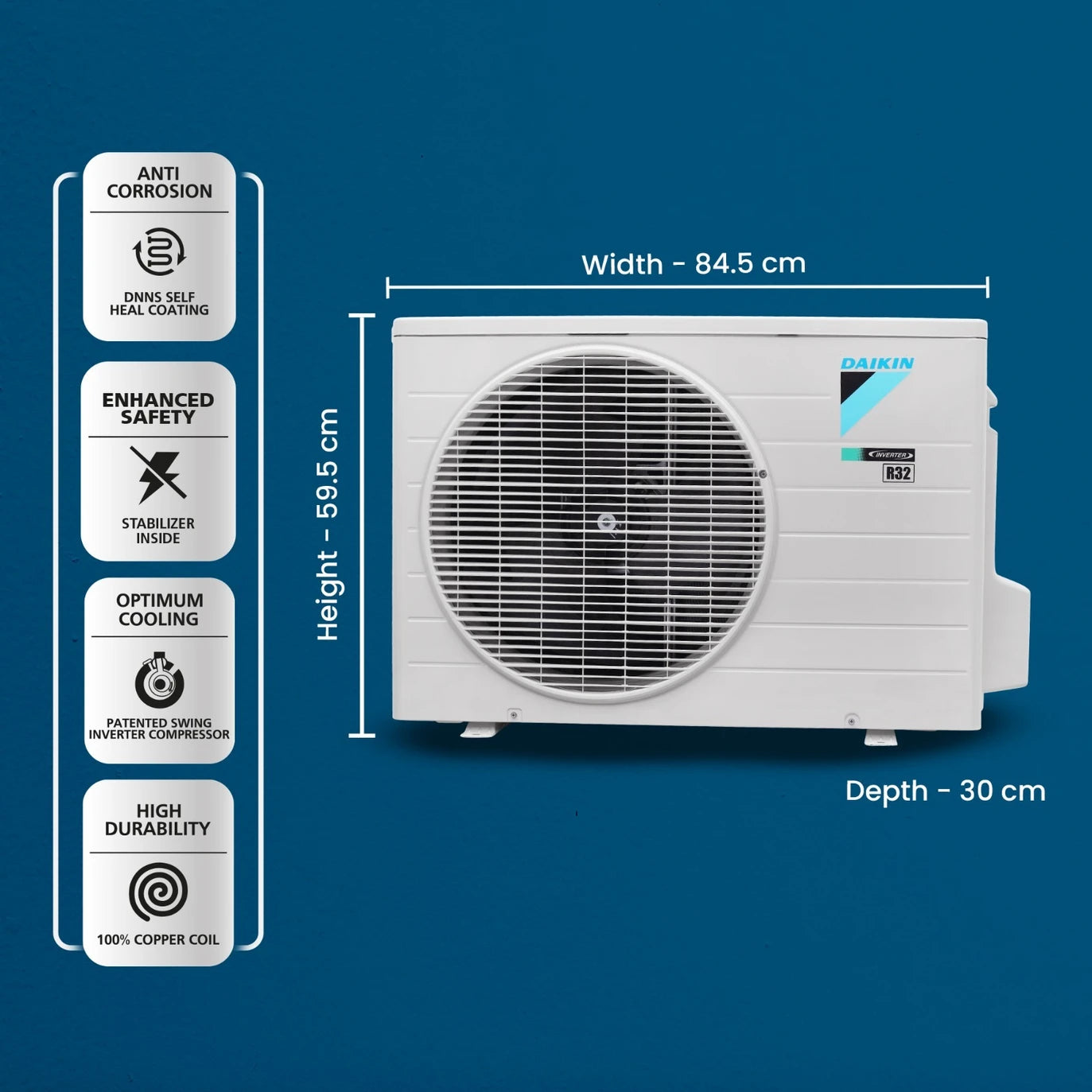 Daikin FTKC48UV16 1.4 Ton 3 Star Inverter Split AC | Dew Clean | Triple Display | PM 2.5 Filter | R32 Copper Condenser Mahajan Electronics Online