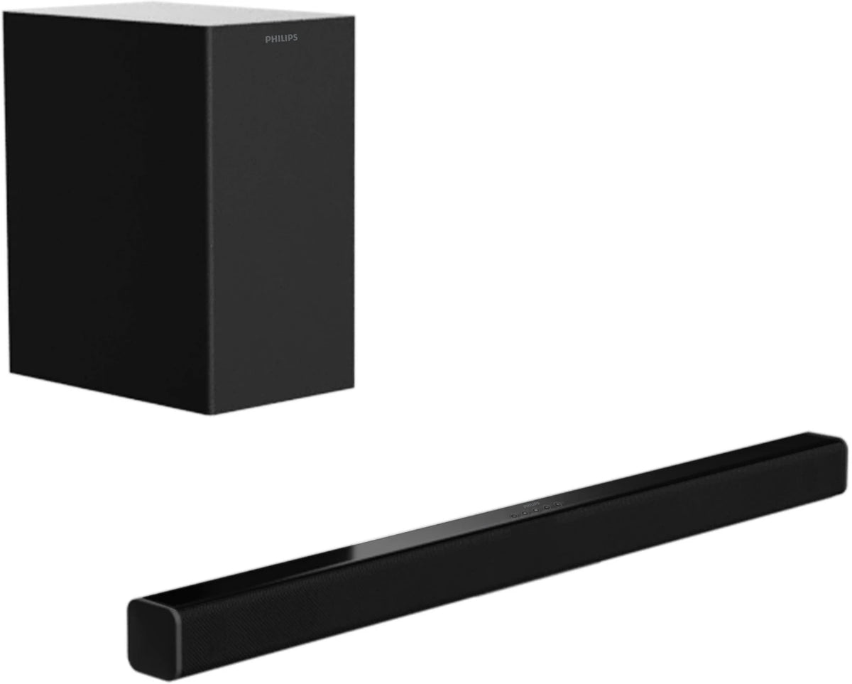 PHILIPS TAB4218/94 With Subwoofer for Rich Bass, 3 EQ Modes, Bluetooth/HDMI/USB/Optical 120 W Bluetooth Soundbar (Black, 2.1 Channel) Philips