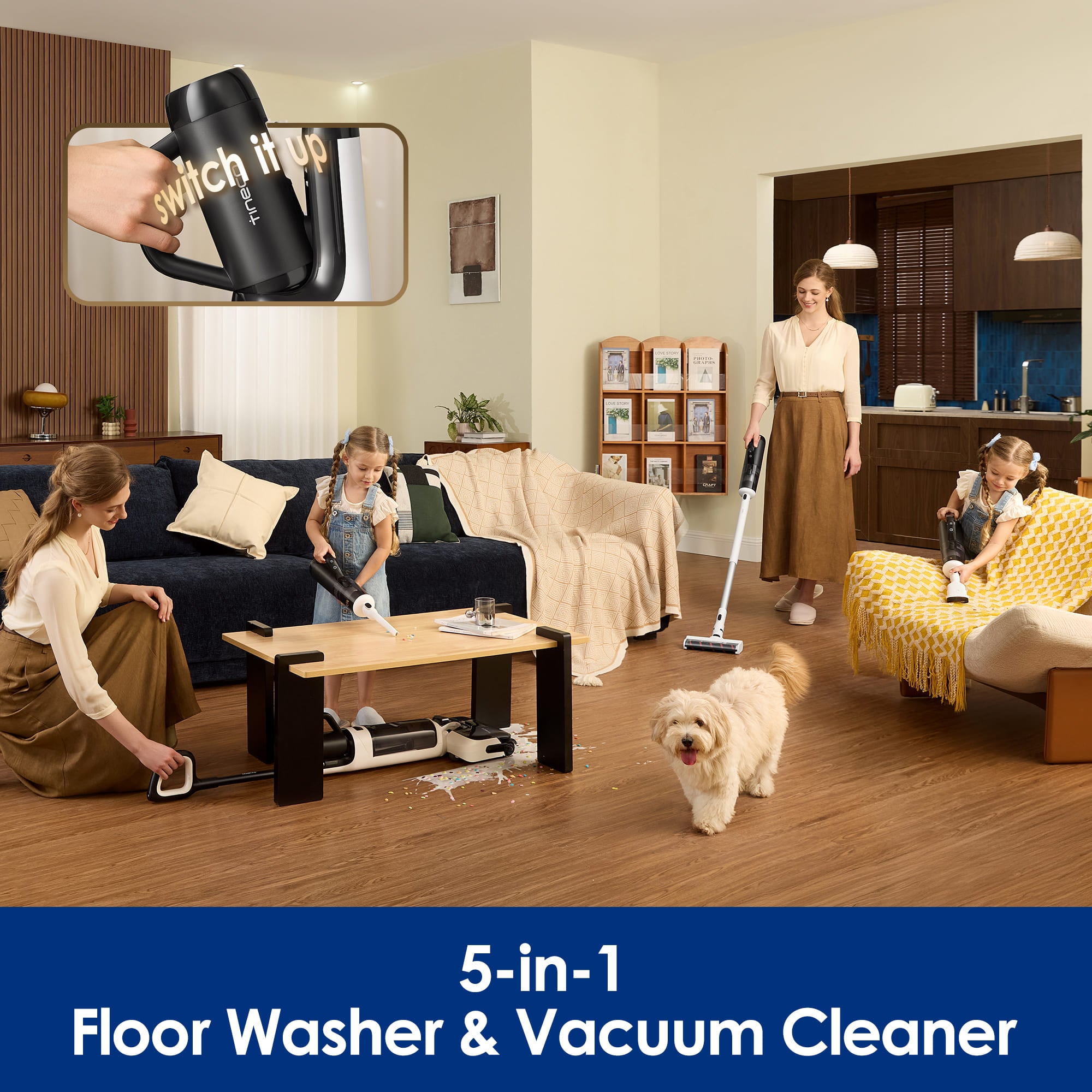Tineco Floor One Switch S6 Power Kit Cordless Wet & Dry Vacuum Cleaner, 5-in-1 Smart Multi-Function Mop, 180° Lay-Flat Design, FlashDry Self-Cleaning, Anti-Tangle Roller, Dual-Edge, 2-Year Warranty Tineco
