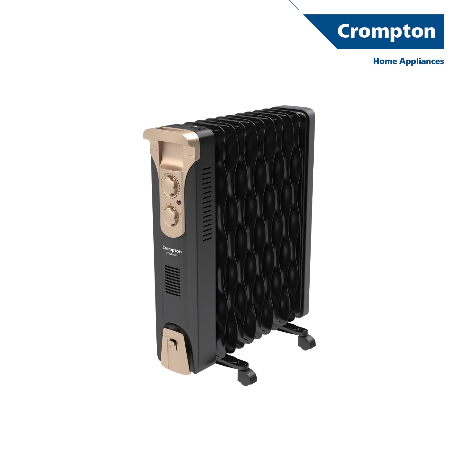 Crompton OFR2900W13F 13 Fin Insta Ferver wave Fin OFR (Oil Filled Radiator)|Room Heater|2900 W|3 Heat Settings & PTC Fan Heater|Comfortable Breathing|360° Heating (Black)|2yrs warranty | Black & Copper Mahajan Electronics Online
