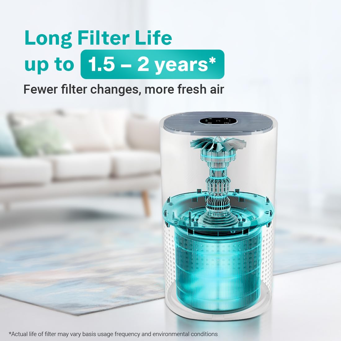 Eureka Forbes Air Purifier 230|True HEPA H13 Filter & Surround 360° Air Intake Tech(Approx. 1.5-2 Yrs)| Removes 99.97% PM2.5, Dust & Allergens| 4-Stage Purification|Coverage 310 Sq. Ft|Sleep Mode Mahajan Electronics Online