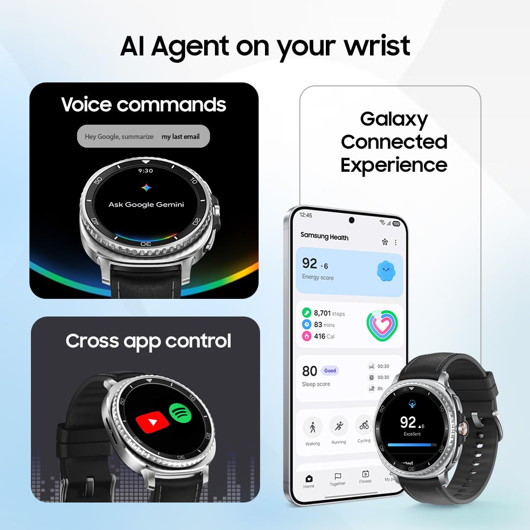 Samsung Galaxy Watch8 Classic (46mm LTE, White) with 3nm Processor | Dual GPS | Sapphire Glass & Stainless Steel | 5ATM & IP68 | BP, ECG, IHRN & Vascular Load Monitoring | Anti-oxidant Index