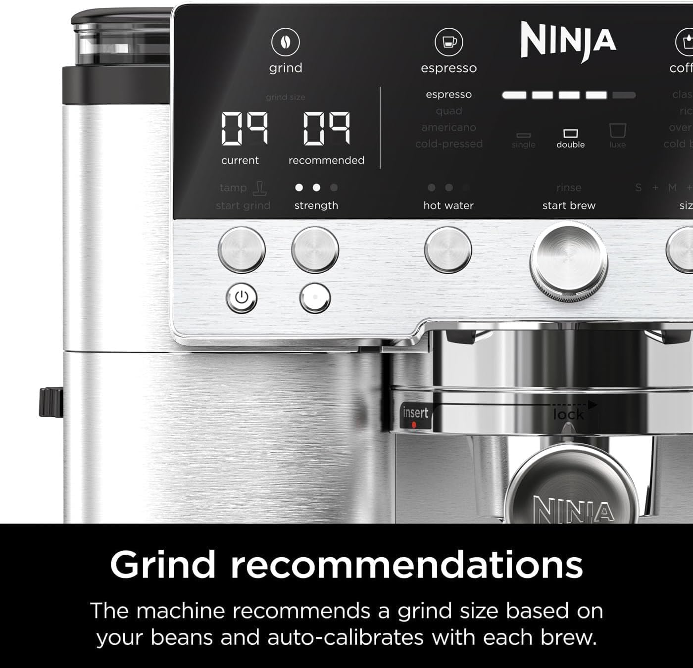 Ninja Luxe Premier ES601EU 3-in-1 Coffee Maker with Grinder and Frother for Latte, Cappuccino, Cold Brew & Espresso, Easy to Use, 4 Presets for Frothing, Silver Mahajan Electronics Online