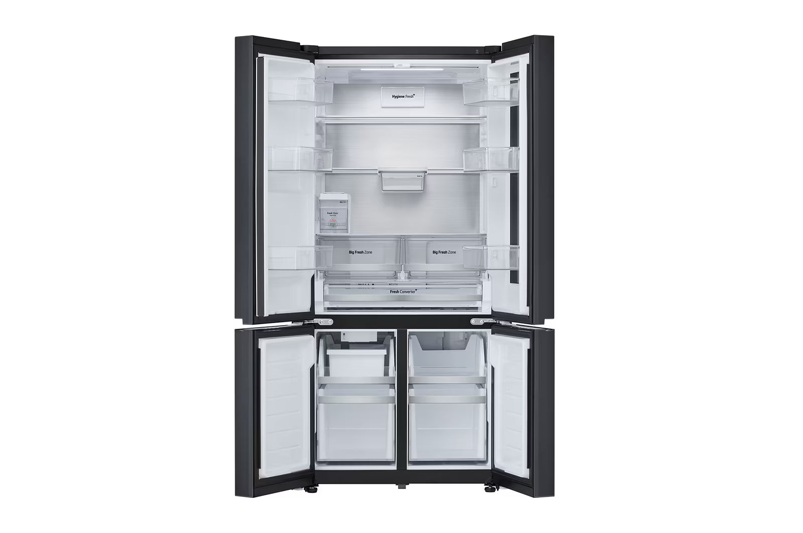 LG GV-K25FFGFB 610L French Door Refrigerator, InstaView, Water Dispenser, Wi-Fi Convertible, Black Glass Finish, 2 Star Mahajan Electronics Online