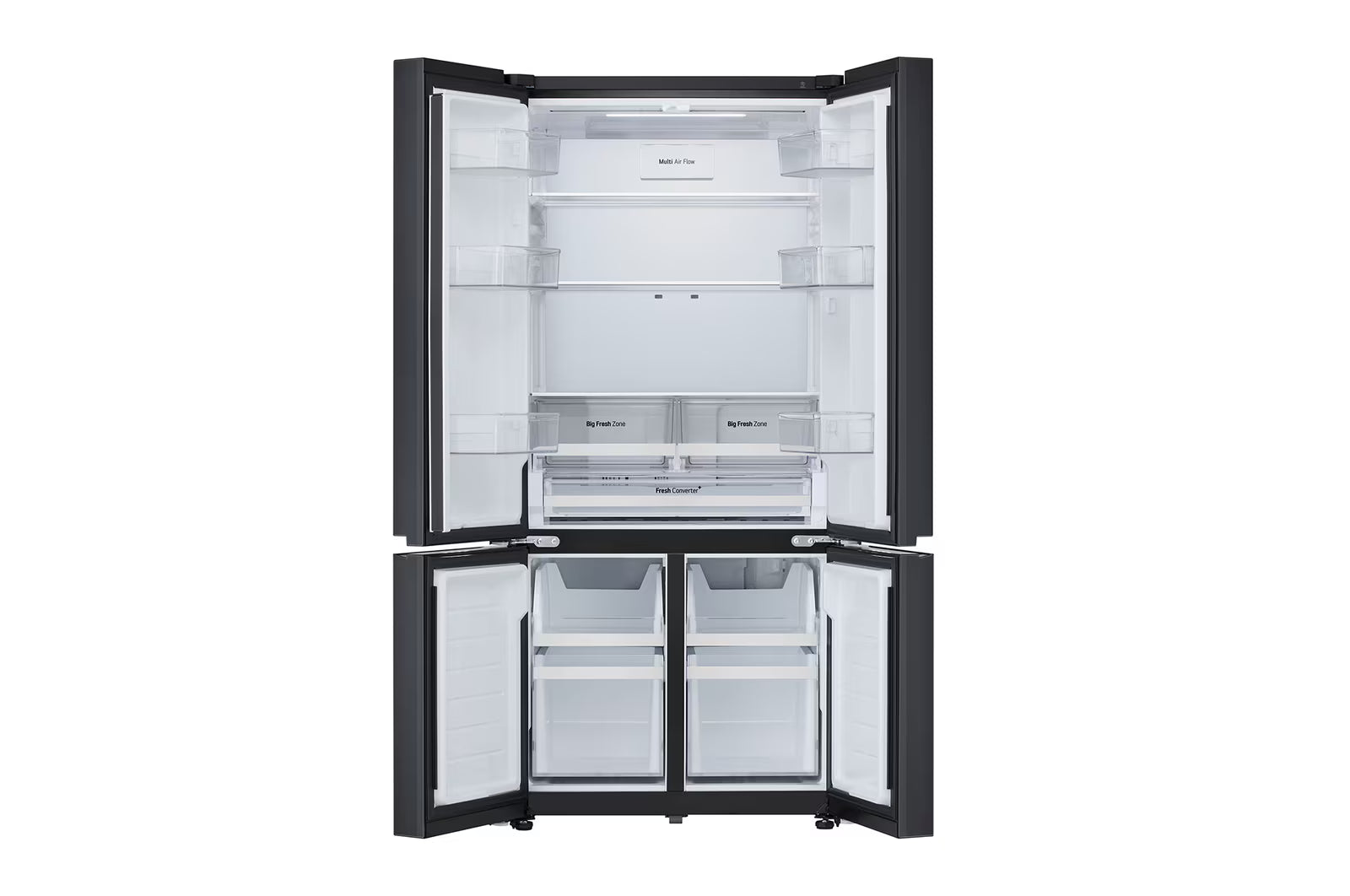 LG GV-B25FFGMB 610L French Door Refrigerator, Fresh Converter+, Wi-Fi Convertible, DoorCooling+ Black Glass Finish, 3 Star LG