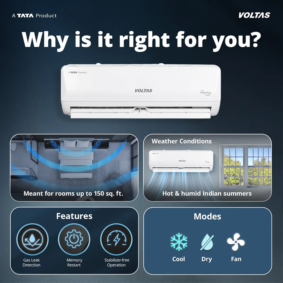 Voltas 122FS Emerald 1 Ton 2 Star Fixed Speed Split AC mahajan electronics online