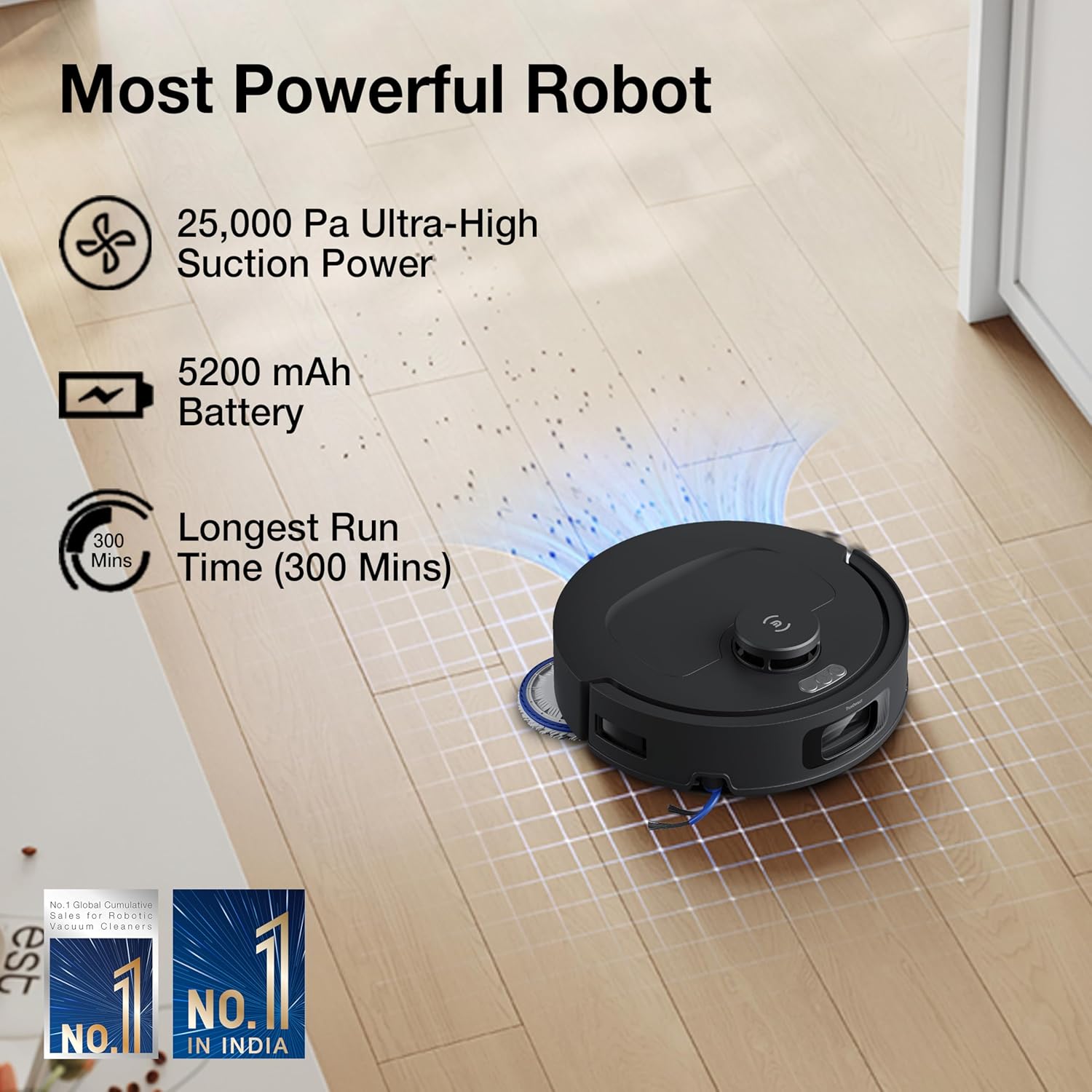 ECOVACS N50 Pro Mini  Robot Vacuum and Mop, PowerBoost Charging,  Self-Washing Mop, 25000Pa Suction Mahajan Electronics Online