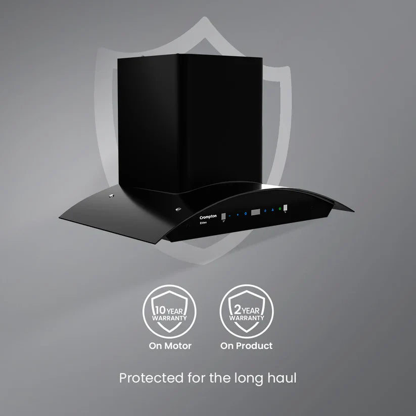 Crompton  Chimney (CHD-ELC60FLE-IND) | 1900m³/hr Suction Filterless Wall |60 cm Auto-Clean Chimney With Gesture Control| Mahajan Electronics Delhi NCR  Mahajan Electronics Online