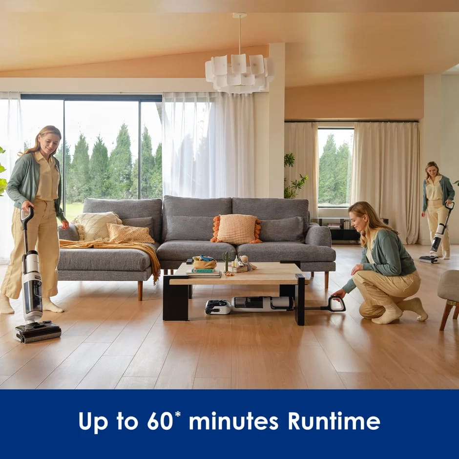Tineco Floor One S6 Stretch Max Cordless Wet Dry Vacuum Cleaner, 180°Lay-Flat Smart Vacuum Mop, 45 Minutes Long Runtime 158℉ Flashdry Self-Cleaning Tineco