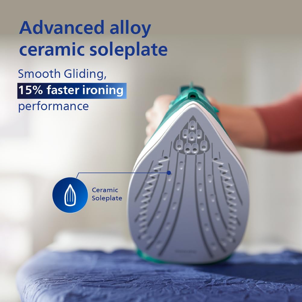 Philips Speed Pro DST3030/70 Steam iron 2400 W Green World's No.1 Ironing brand, 40g/min Steam with 180g Steam Boost Ceramic Soleplate with Auto Shut-off & Drip Stop Technology, Large 300ml Water Tank Mahajan Electronics Online